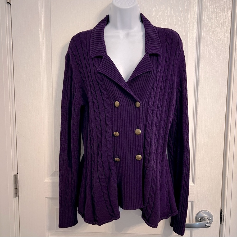 Preowned VTG Women’s Ralph Lauren Double Breasted Knit Sweater Cardigan Sz L